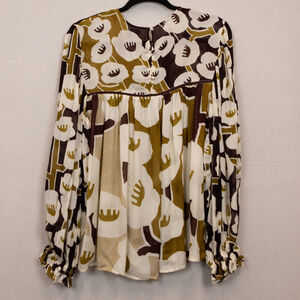 Blank London Miranda brown floral peasant blouse NWT-M